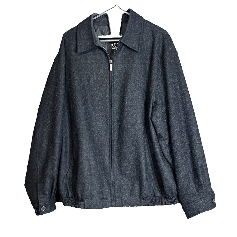Jos A Bank Mens Charcoal Grey Wool Blend Harrington Bomber Jacket Size Large - Picture 2 of 11
